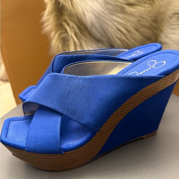 Jessica Simpson Royal Blue Wedge Sandals - Picture 3 of 3